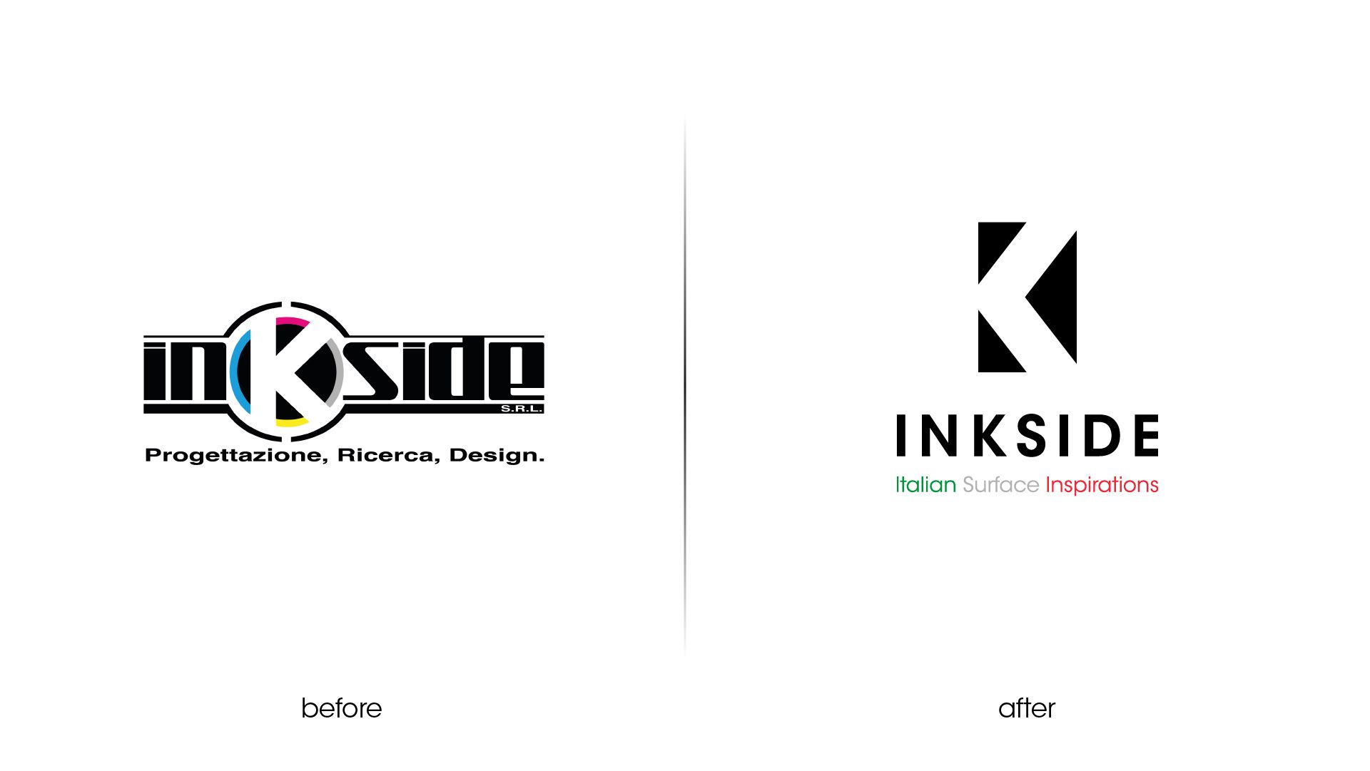 Confronto tra vecchio e nuovo logo InKside con payoff